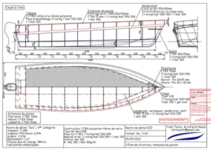 Plan de modification d'un navire de pêche par le bureau d'études d'architecture naval Lignes marines