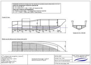 Plan moussage par le bureau d'études d'architecture naval Lignes marines