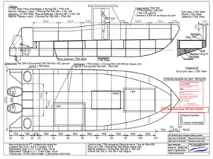 Plan de modification d'un navire de pêche par le bureau d'études d'architecture naval Lignes marines